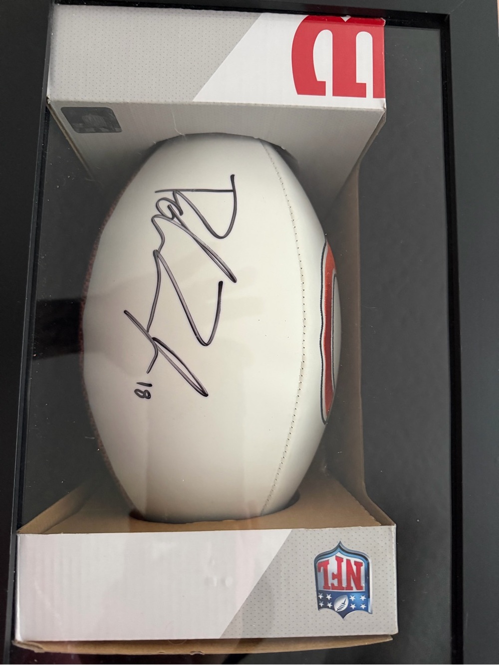 Signed White Football with Red Accent - Home Accents